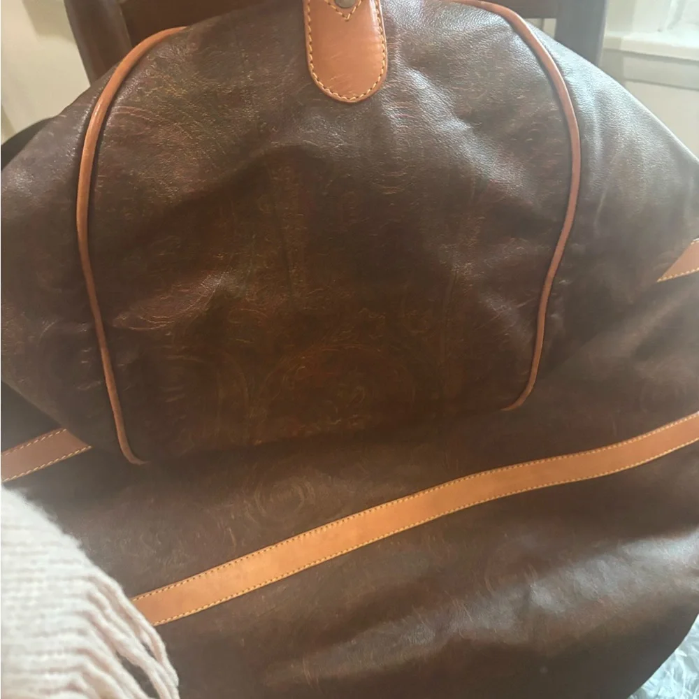 Louis Vuitton Brown Monogram Duffel Bag with Tan Leather